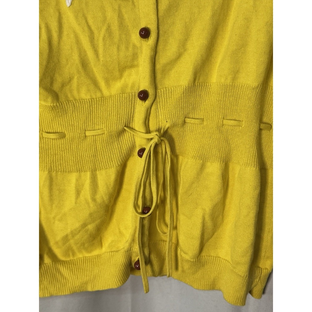 Moth Anthropologie Women's Size M Wisteria Cardigan Sweater Yellow Embroidered - Picture 3 of 7